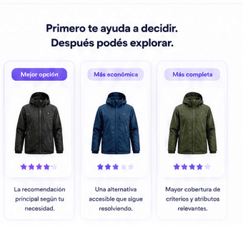 Primero te ayuda a decidir. Después podés explorar.